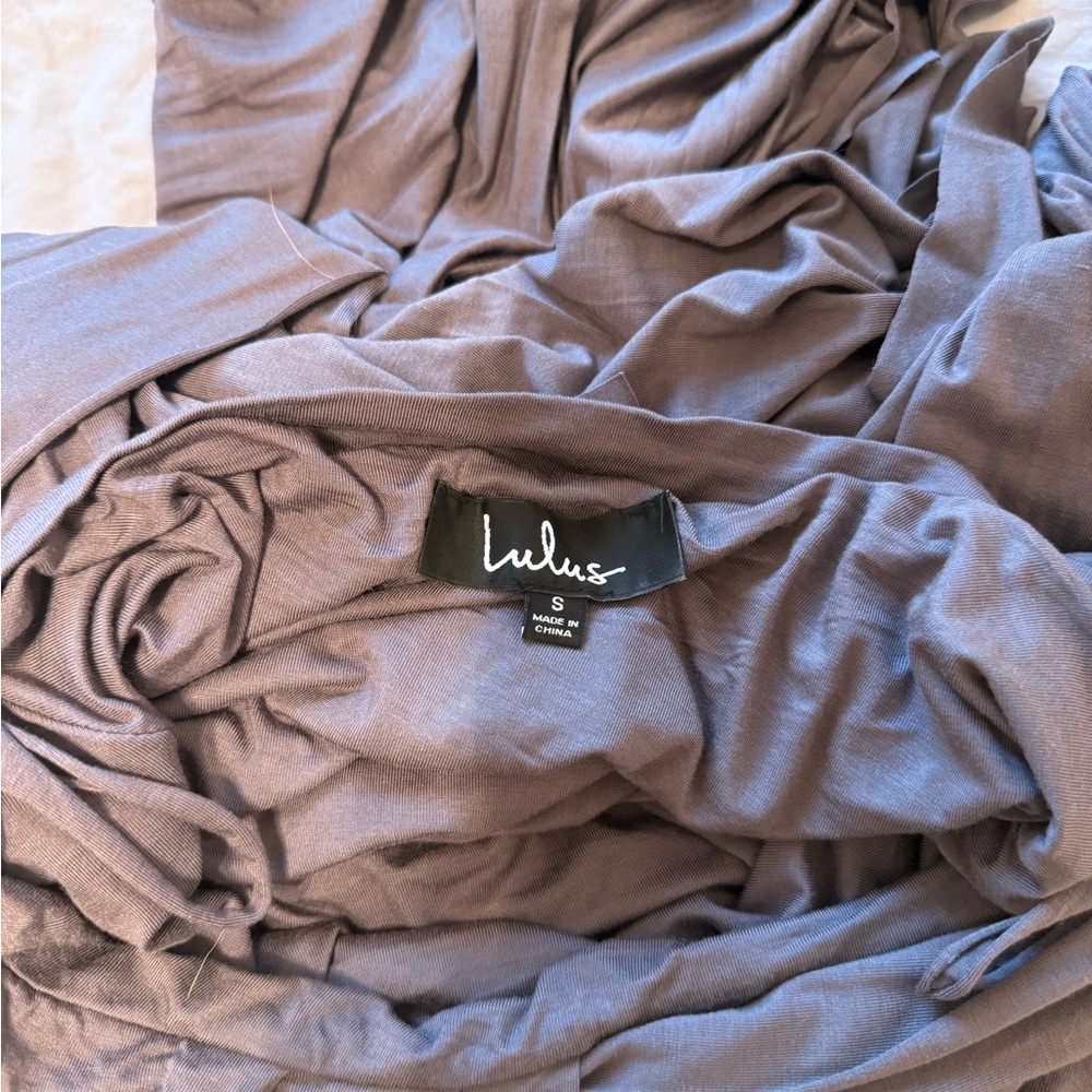 Lulu's Elegant Gray Maxi Dress